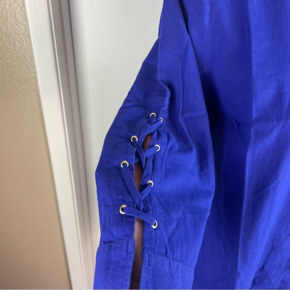 Chico’s Cotton 100% Royal Blue Long Sleeve Women New Shirt Straps Sleeve Size 0 - Picture 5 of 11